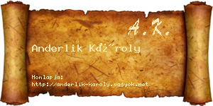 Anderlik Károly névjegykártya